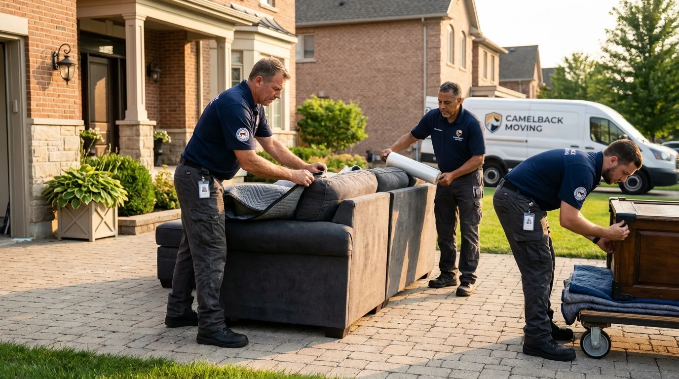 Large estate moving crew wrapping furniture in Deer Lodge, MT